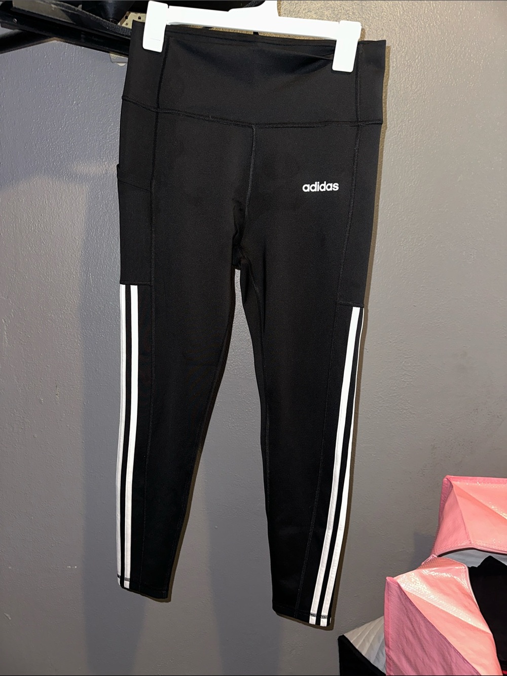 adidas Black Leggings with White Side Stripes